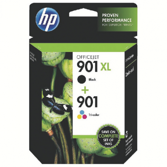 HP 901XL/901 Tri Colour Original Ink Cartridge (2 Pack) (SD519AE) 